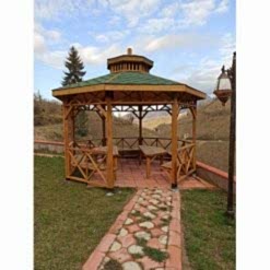 4x4 Çapraz Korkuluklu Sekizgen Ahşap Kamelya